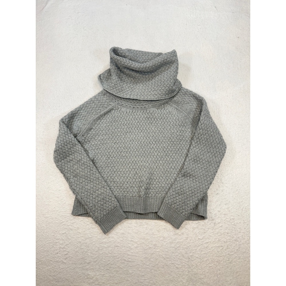 New York & Company Gray Cowl Neck Textured Knit Sweater Size M Raglan Sleeve